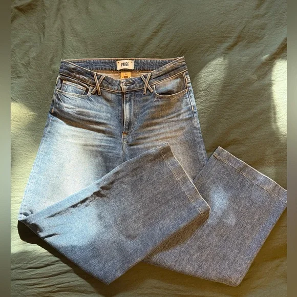 Paige Wide Leg Blue Jeans, size 28 - Picture 2 of 6